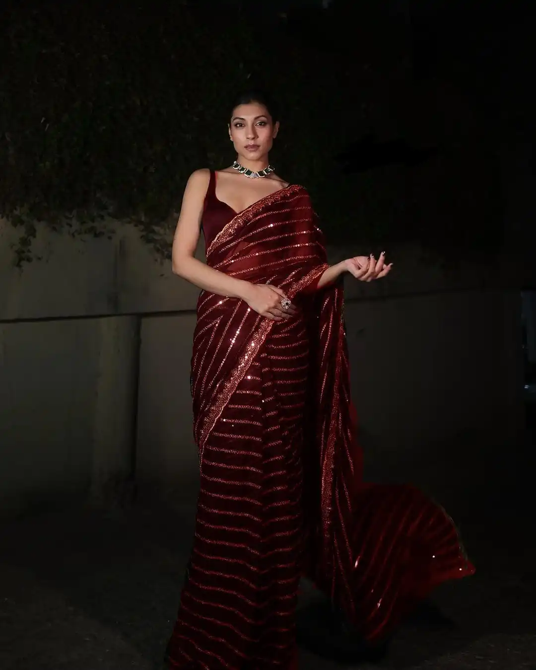 DF 3393 Maroon Color Georgette 5MM Sequins Embroidery Work Saree Casual, Wedding, Festive, Events . Expected Delivery  4-6 Working Days @1799/- only                                                 | Sarees, Bollywood Sarees, Creative Sarees, Designer Sarees, Embroidered Sarees, Ethnic Saree, Modern Digital sarees, Party Wear Sarees