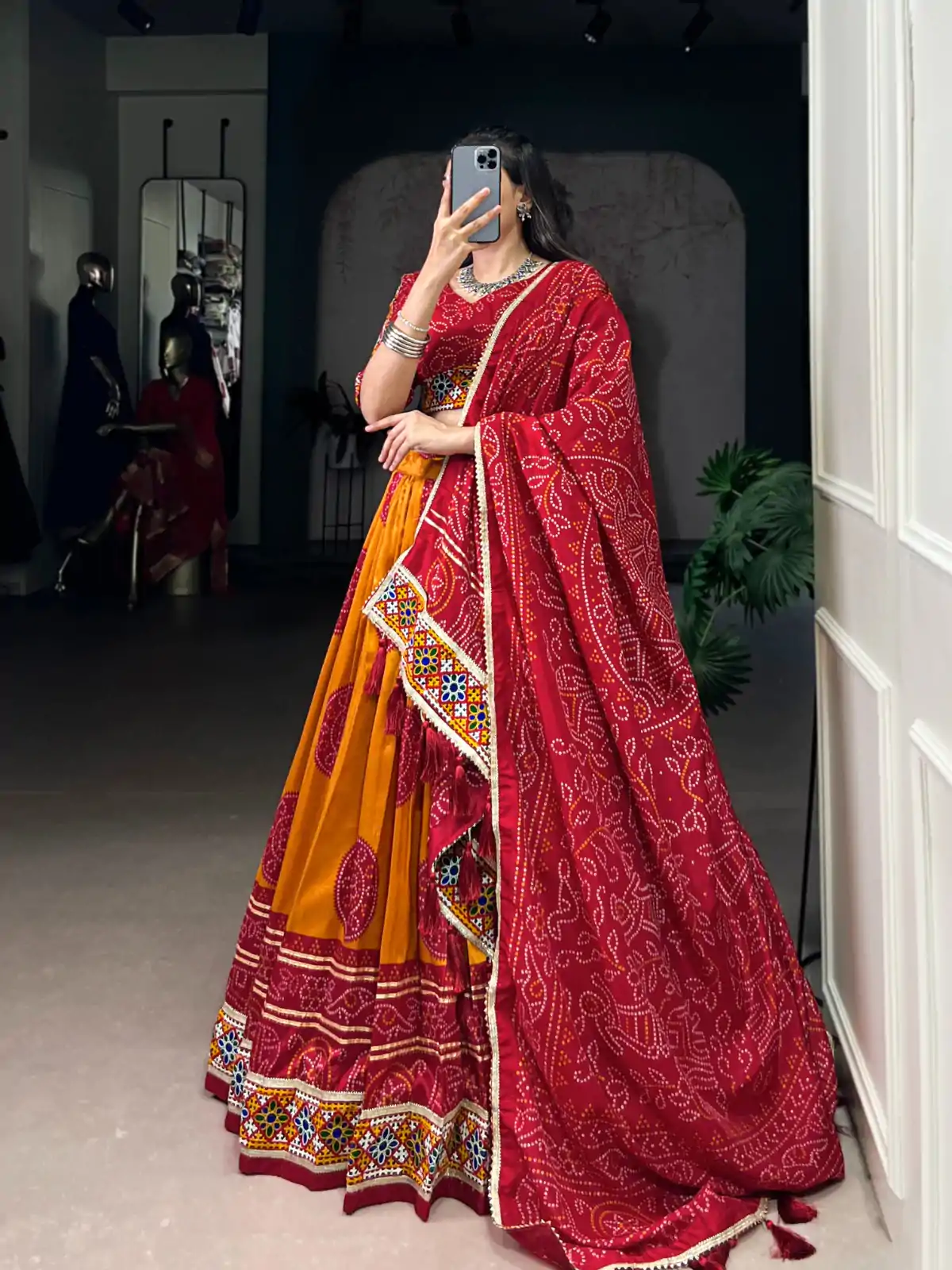 LNB 1736 Mustard Color Tasar Silk Bandhej Print And Gamthi Work Lehenga Choli Wedding, Party, Festive, Events Etc. Delivery 4-6 Working Days Rs 3499 | Lehenga, Bollywood Lehenga, Creative Lehenga, Designer Lehenga, Embroidered Lehenga, Party Wear Lehenga