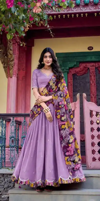 LNB 1237 Mustard Color Vichitra Sequins and Embroidery Work Kalamkari Lehenga Choli Wedding, Party, Festive, Events Etc. Delivery 4-6 Working Days Rs 3299 | Lehenga, Bollywood Lehenga, Creative Lehenga, Designer Lehenga, Embroidered Lehenga, Party Wear Lehenga