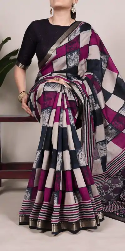 YNF 7045 Navy Blue Color Polyester Viscose Chanderi Printed Border Saree Casual, Wedding, Festive, Events . Expected Delivery  4-6 Working Days @1499/- only                                | Sarees, Bollywood Sarees, Creative Sarees, Designer Sarees, Embroidered Sarees, Ethnic Saree, Modern Digital sarees, Party Wear Sarees