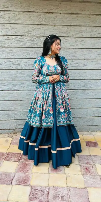 BE 265 Navy Blue Navy Blue Fiona Silk Lehenga Choli with Lace Work. Now at just ₹1899. Delivery 4-6 Working Days. Shop now. | Lehenga, Bollywood Lehenga, Creative Lehenga, Designer Lehenga, Embroidered Lehenga, Party Wear Lehenga