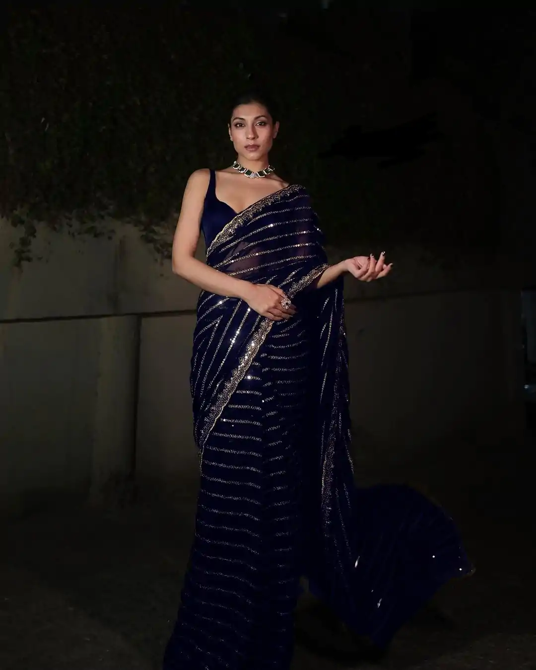 DF 3393 Navy Blue Color Georgette 5MM Sequins Embroidery Work Saree Casual, Wedding, Festive, Events . Expected Delivery  4-6 Working Days @1799/- only                                                 | Sarees, Bollywood Sarees, Creative Sarees, Designer Sarees, Embroidered Sarees, Ethnic Saree, Modern Digital sarees, Party Wear Sarees