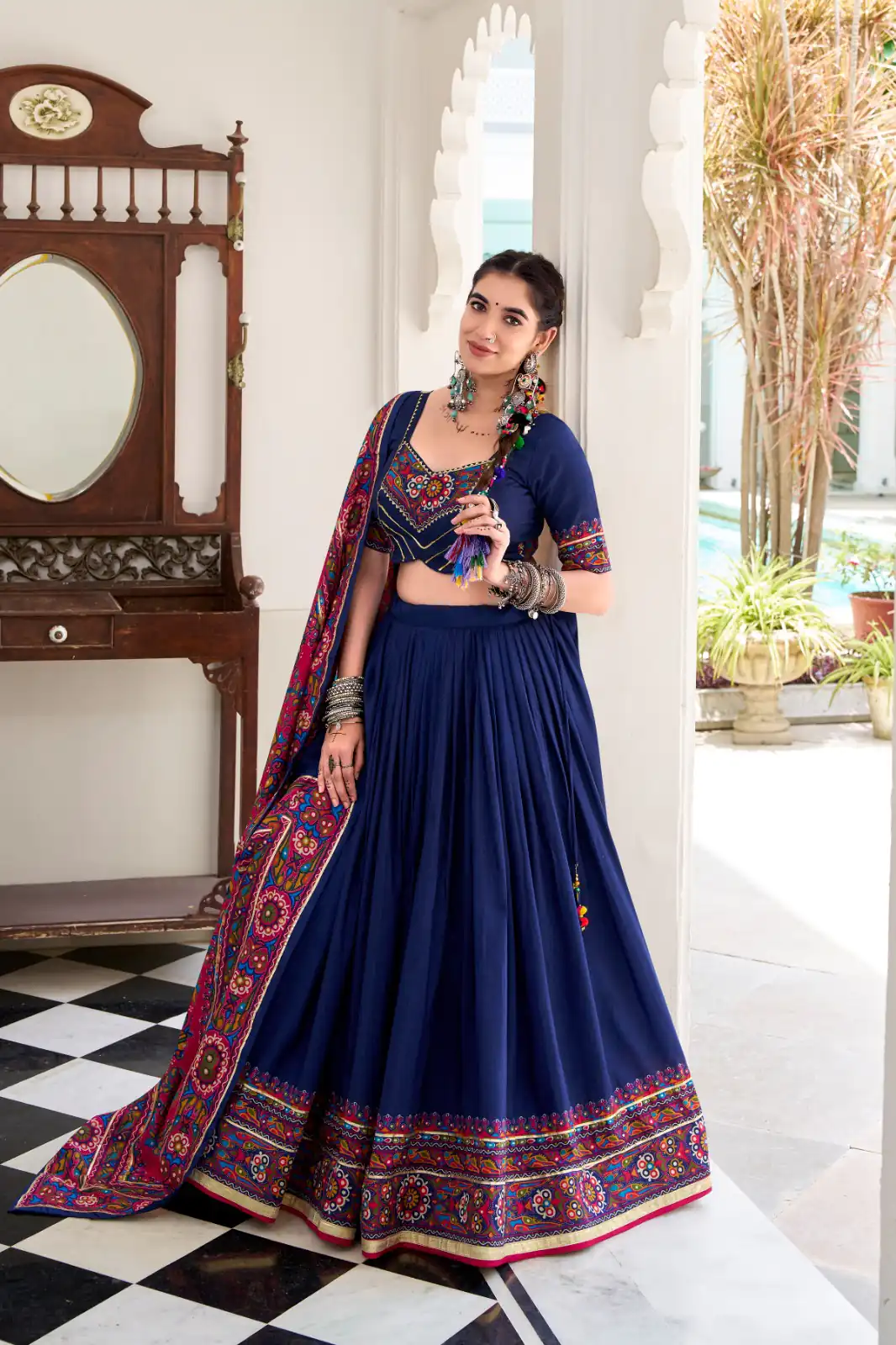 LNB 1243 Navy blue Color Tasar Silk Gamthi Print Embossed Gotta Lace Lehenga Choli Festive Party Wedding, Events etc. Delivery 4-6 Working Days @2999/- | Lehenga, Bollywood Lehenga, Creative Lehenga, Designer Lehenga, Embroidered Lehenga, Party Wear Lehenga