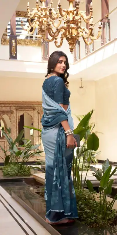 YNF 7038 Navy Blue Color Weightless Marbal Floral Printed Lace Saree Casual, Wedding, Festive, Events . Expected Delivery  4-6 Working Days @1549/- only                                                                                | Sarees, Bollywood Sarees, Creative Sarees, Designer Sarees, Embroidered Sarees, Ethnic Saree, Modern Digital sarees, Party Wear Sarees