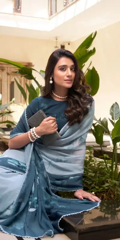 YNF 7038 Navy Blue Color Weightless Marbal Floral Printed Lace Saree Casual, Wedding, Festive, Events . Expected Delivery  4-6 Working Days @1549/- only                                                                                | Sarees, Bollywood Sarees, Creative Sarees, Designer Sarees, Embroidered Sarees, Ethnic Saree, Modern Digital sarees, Party Wear Sarees