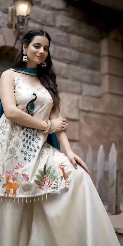 LG 1994 Off White Color French Crape Embroidery Work Salwar Suit Casual, Wedding, Festive, Events . Expected Delivery  4-6 Working Days @1999/- only      | Jump Suits, Salwar suit, Casual Suits, Creative suits, Designer Suits, Palazzo Suits, Party Wear Suits, Patiala Suits, Straight Suits