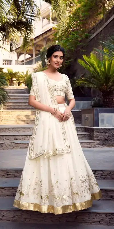 LNB 1422 Off White Color Silver Glosy Sequins and Embroidery Foil Work Lehenga Choli Wedding, Party, Festive, Events Etc. Delivery 4-6 Working Days Rs 3299 | Lehenga, Bollywood Lehenga, Creative Lehenga, Designer Lehenga, Embroidered Lehenga, Party Wear Lehenga