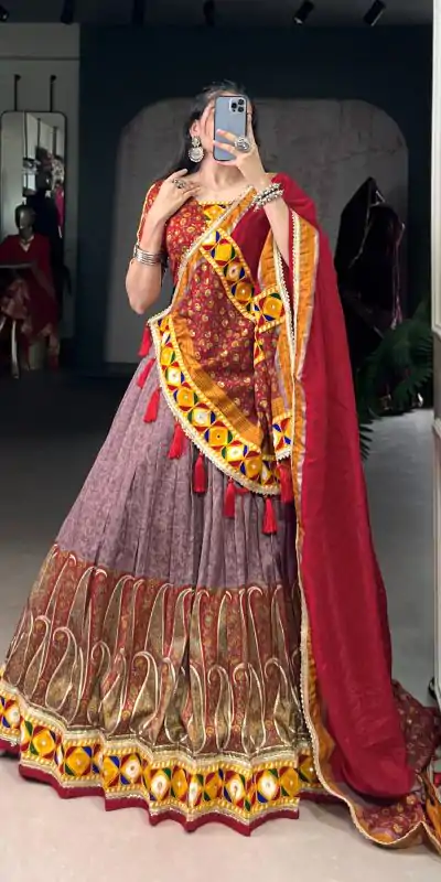 LNB 1745 Onion Color Tasar Silk Kashmiri Foil Print Gamthi Work Sequins Lehenga Choli Wedding, Party, Festive, Events Etc. Delivery 4-6 Working Days Rs 2999 | Lehenga, Bollywood Lehenga, Creative Lehenga, Designer Lehenga, Embroidered Lehenga, Party Wear Lehenga