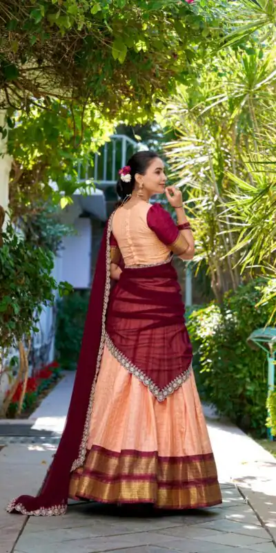 LNB 2010 Peach Color Zari Chex With Zari Weaving Work Lehenga Choli Wedding, Party, Festive, Events Etc. Delivery 4-6 Working Days Rs 2149 | Lehenga, Bollywood Lehenga, Creative Lehenga, Designer Lehenga, Embroidered Lehenga, Party Wear Lehenga