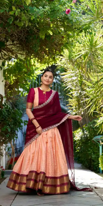 LNB 2010 Peach Color Zari Chex With Zari Weaving Work Lehenga Choli Wedding, Party, Festive, Events Etc. Delivery 4-6 Working Days Rs 2149 | Lehenga, Bollywood Lehenga, Creative Lehenga, Designer Lehenga, Embroidered Lehenga, Party Wear Lehenga