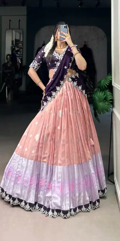 LNB 2024 Peach Color Zari Kota Weaving Work Sequins Thread Embroidery Lehenga Choli Festive Party Wedding, Events etc. Delivery 4-6 Working Days @2999/- | Lehenga, Bollywood Lehenga, Creative Lehenga, Designer Lehenga, Embroidered Lehenga, Party Wear Lehenga