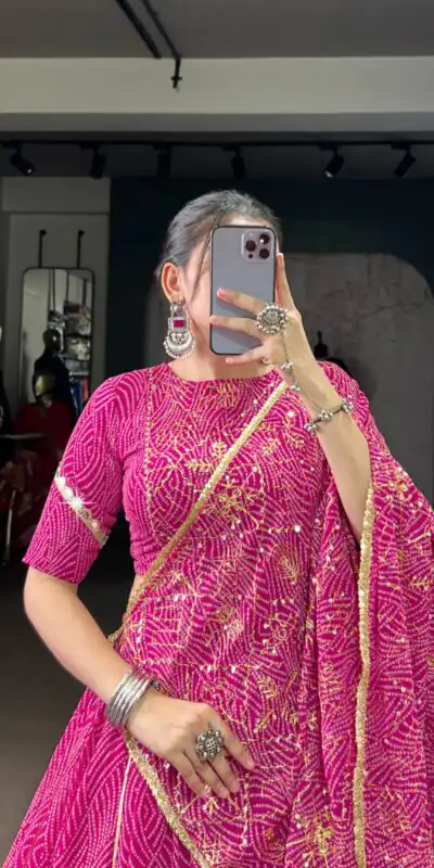 LNB 1701 Pink Color Georgette Bandhej Print And Embossed Lace Lehenga Choli Wedding, Party, Festive, Events Etc. Delivery 4-6 Working Days Rs 3999 | Lehenga, Bollywood Lehenga, Creative Lehenga, Designer Lehenga, Embroidered Lehenga, Party Wear Lehenga