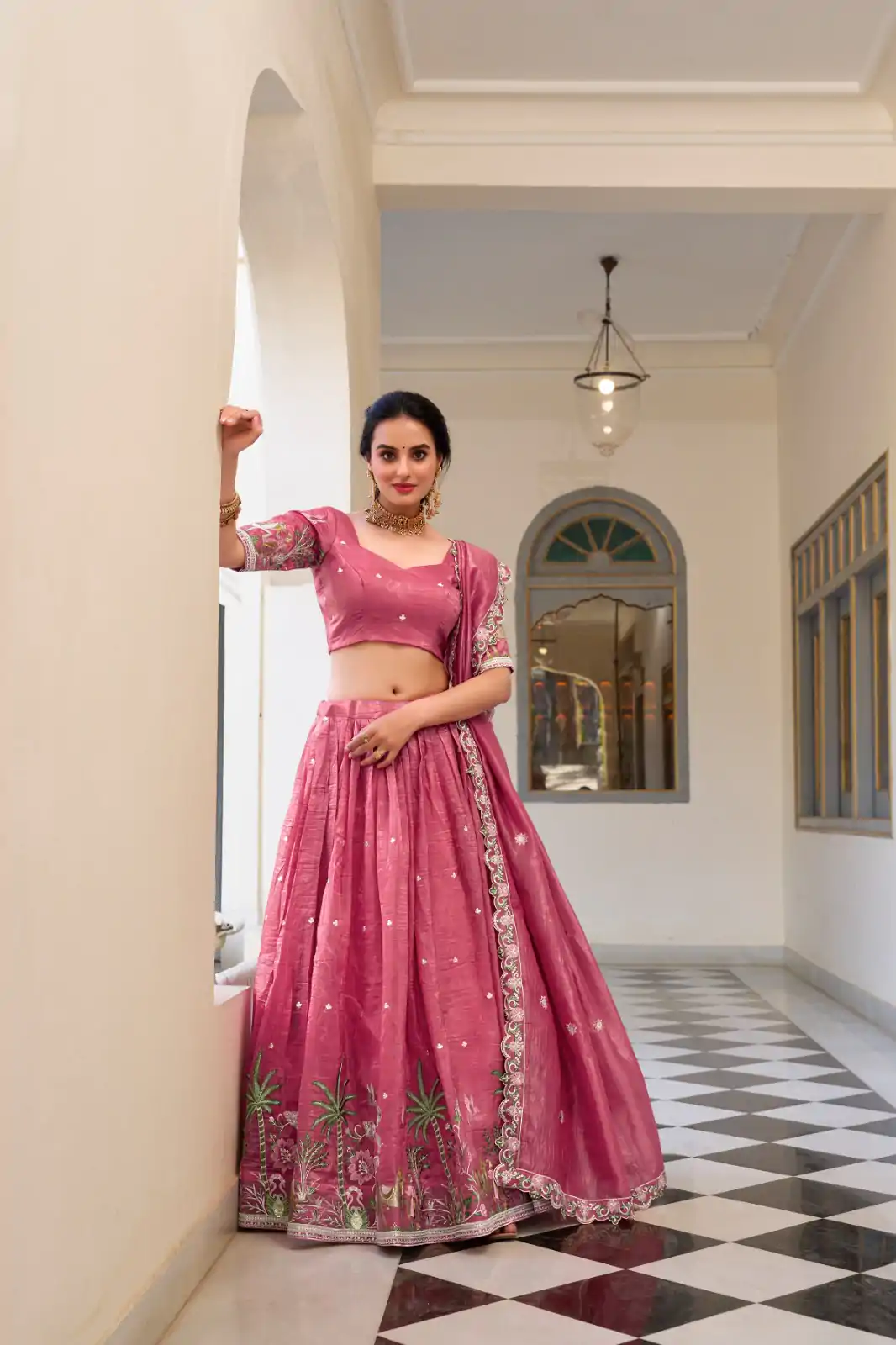 LNB 1435 Pink Sequins Work & Embroidery Work Lehenga Choli in Gold Crush. Exclusive Offer ₹3399. Delivery 4-6 Working Days. Shop now. | Lehenga, Bollywood Lehenga, Creative Lehenga, Designer Lehenga, Embroidered Lehenga, Party Wear Lehenga