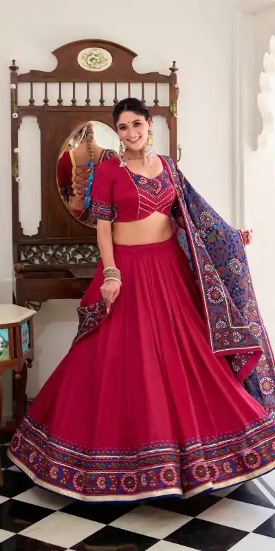 LNB 1243 Pink Color Tasar Silk Gamthi Print Embossed Gotta Patti Lace Lehenga Choli Festive Party Wedding, Events etc. Delivery 4-6 Working Days @2999/- | Lehenga, Bollywood Lehenga, Creative Lehenga, Designer Lehenga, Embroidered Lehenga, Party Wear Lehenga