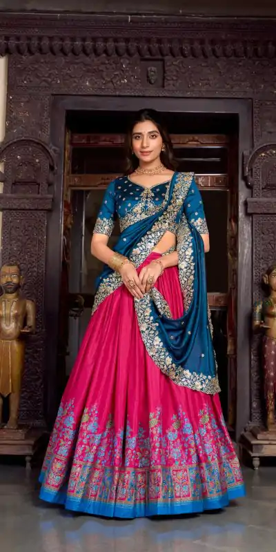LNB 1238 Pink Color Tasar Silk Printed With Foil Work Lehenga Choli Festive Party Wedding, Events etc. Delivery 4-6 Working Days @2999/- | Lehenga, Bollywood Lehenga, Creative Lehenga, Designer Lehenga, Embroidered Lehenga, Party Wear Lehenga