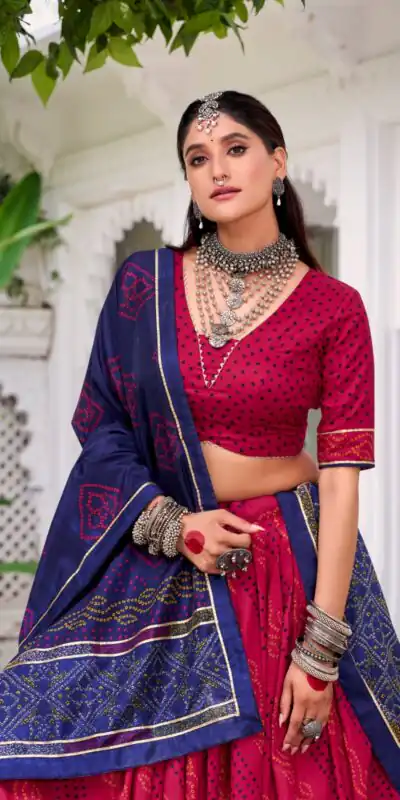 LNB 1250 Pink Color Tasar Silk Bandhej Print With Gotta Patti Lace Lehenga Choli Festive Party Wedding, Events etc. Delivery 4-6 Working Days @2149/- | Lehenga, Bollywood Lehenga, Creative Lehenga, Designer Lehenga, Embroidered Lehenga, Party Wear Lehenga