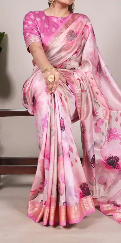 YNF 7015 Pink Color Tussar Silk With Viscose Border Printed Saree Casual, Wedding, Festive, Events . Expected Delivery  4-6 Working Days @1699/- only                                                                                | Sarees, Bollywood Sarees, Creative Sarees, Designer Sarees, Embroidered Sarees, Ethnic Saree, Modern Digital sarees, Party Wear Sarees