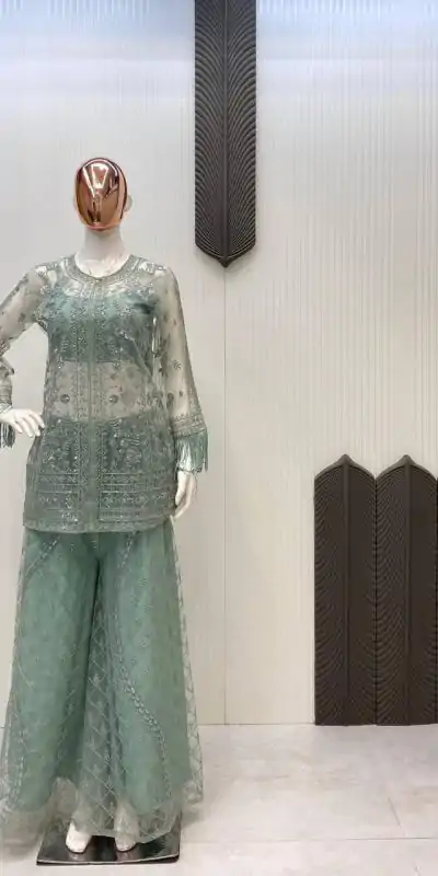 LG 1943 Pista Color Butterfly Net Sequence Embroidery Work Salwar Suit Casual, Wedding, Festive, Events . Expected Delivery  4-6 Working Days @1999/- only      | Jump Suits, Salwar suit, Casual Suits, Creative suits, Designer Suits, Palazzo Suits, Party Wear Suits, Patiala Suits, Straight Suits