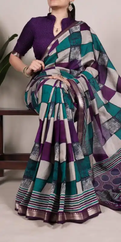 YNF 7045 Purple Color Polyester Viscose Chanderi Printed Border Saree Casual, Wedding, Festive, Events . Expected Delivery  4-6 Working Days @1499/- only                                | Sarees, Bollywood Sarees, Creative Sarees, Designer Sarees, Embroidered Sarees, Ethnic Saree, Modern Digital sarees, Party Wear Sarees