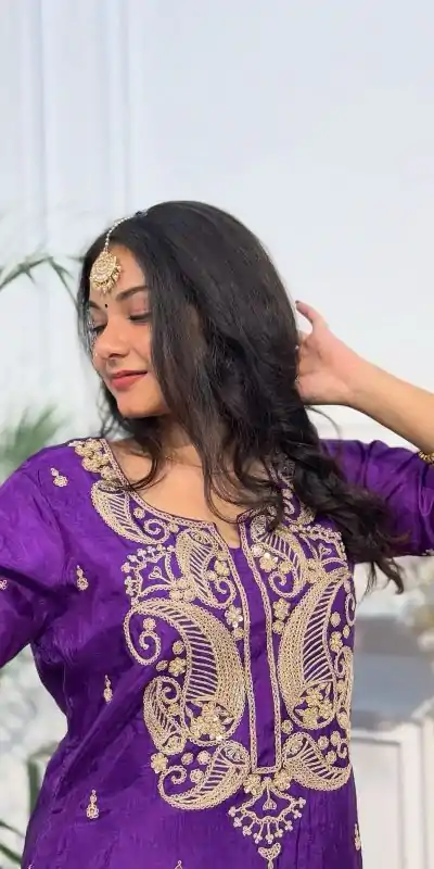 BE 352 Purple Color Chinon Cording Sequence Embroidery Work Salwar Suit Casual, Wedding, Festive, Events . Expected Delivery  4-6 Working Days @1699/- only      | Jump Suits, Salwar suit, Casual Suits, Creative suits, Designer Suits, Palazzo Suits, Party Wear Suits, Patiala Suits, Straight Suits