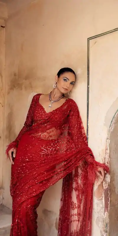 DF 3461 Red Color Butterfly Net 5mm Sequins Embroidery work Saree Saree Casual, Wedding, Festive, Events . Expected Delivery  4-6 Working Days @1799/- only                                                                                | Sarees, Bollywood Sarees, Creative Sarees, Designer Sarees, Embroidered Sarees, Ethnic Saree, Modern Digital sarees, Party Wear Sarees