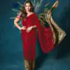 Red Georgette Embroidery Work Saree