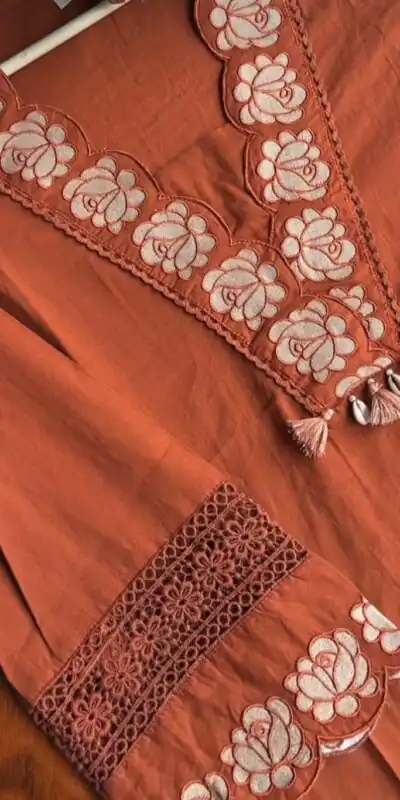 BE 385 Rust Color Rayon Slub Cotton Embroidery Wor Salwar Suit Casual, Wedding, Festive, Events . Expected Delivery  4-6 Working Days @1899/- only      | Jump Suits, Salwar suit, Casual Suits, Creative suits, Designer Suits, Palazzo Suits, Party Wear Suits, Patiala Suits, Straight Suits