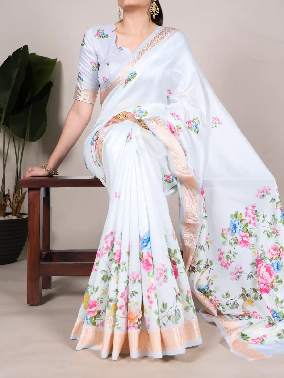 YNF 7015 Sky Blue Color Tussar Silk With Viscose Border Printed Saree Casual, Wedding, Festive, Events . Expected Delivery  4-6 Working Days @1699/- only                                                                                | Sarees, Bollywood Sarees, Creative Sarees, Designer Sarees, Embroidered Sarees, Ethnic Saree, Modern Digital sarees, Party Wear Sarees