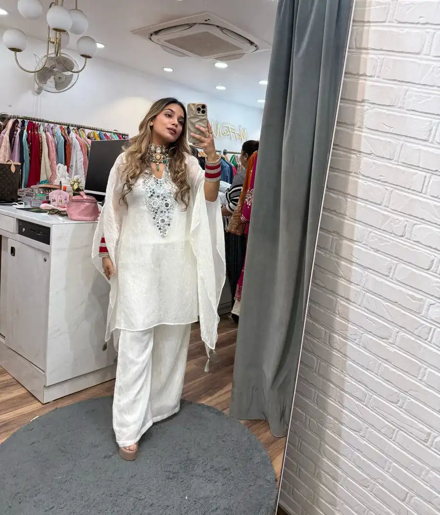 LG 1890 White Color Fendy Embroidery With Real Mirror Work Salwar Suit Casual, Wedding, Festive, Events . Expected Delivery  4-6 Working Days @1849/- only      | Jump Suits, Salwar suit, Casual Suits, Creative suits, Designer Suits, Palazzo Suits, Party Wear Suits, Patiala Suits, Straight Suits
