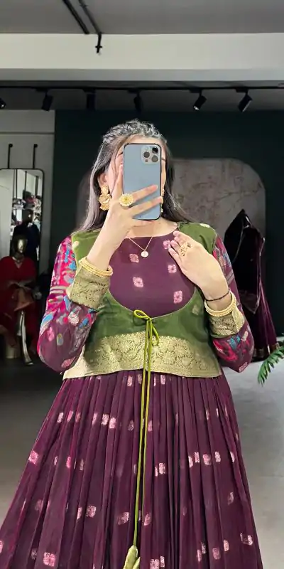 YNF 5031 Wine Color Poly Cotton Kalamkari Print Zari Weaving Work Gown Casual, Wedding, Festive, Events . Expected Delivery  4-6 Working Days @1999/- only      | Gowns, Bollywood Gowns, Creative Gowns, Designer Gowns, Embroidered Gowns, Party Wear Gowns