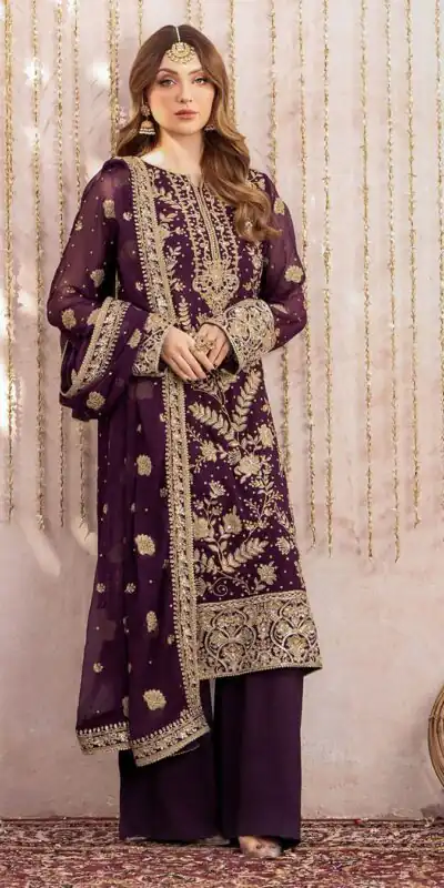 LG 1986 Wine Color Georgette Sequence Embroidery Work Salwar Suit Casual, Wedding, Festive, Events . Expected Delivery  4-6 Working Days @2049/- only      | Jump Suits, Salwar suit, Casual Suits, Creative suits, Designer Suits, Palazzo Suits, Party Wear Suits, Patiala Suits, Straight Suits