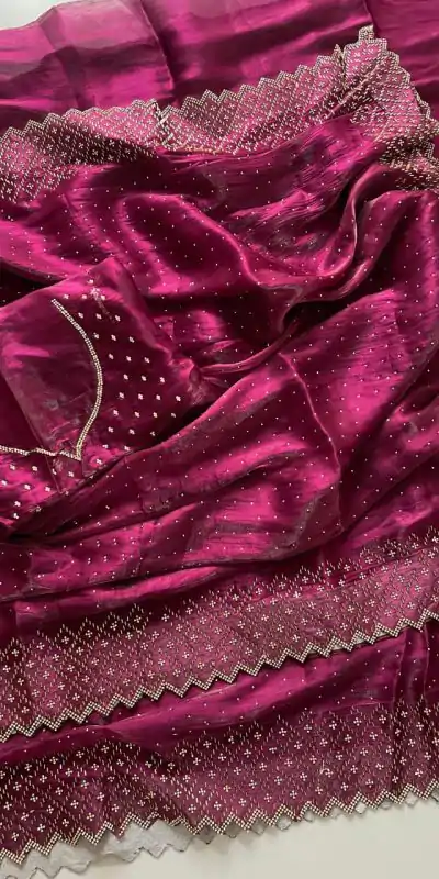 DF 3467 Wine Color Jimmy Choo Full Zarkhan Diamond Work Saree Casual, Wedding, Festive, Events . Expected Delivery  4-6 Working Days @2099/- only                                                                                | Sarees, Bollywood Sarees, Creative Sarees, Designer Sarees, Embroidered Sarees, Ethnic Saree, Modern Digital sarees, Party Wear Sarees