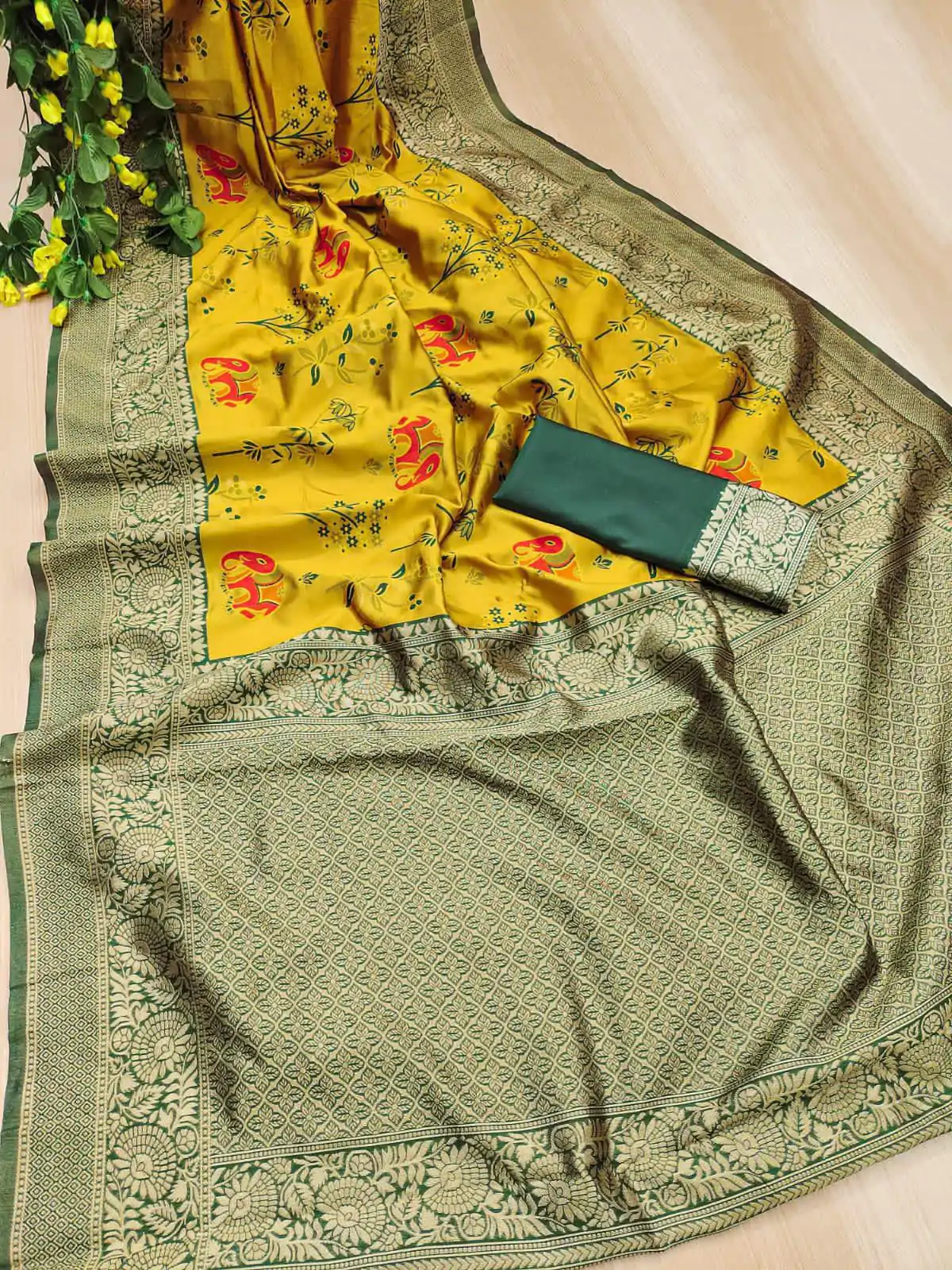 KP 6004 Yellow Soft Lichi Silk Jacquard Work With Designer Work Saree. Grab it for ₹1499. Delivery 4-6 Working Days. Shop now. | Sarees, Bollywood Sarees, Creative Sarees, Designer Sarees, Embroidered Sarees, Ethnic Saree, Modern Digital sarees, Party Wear Sarees