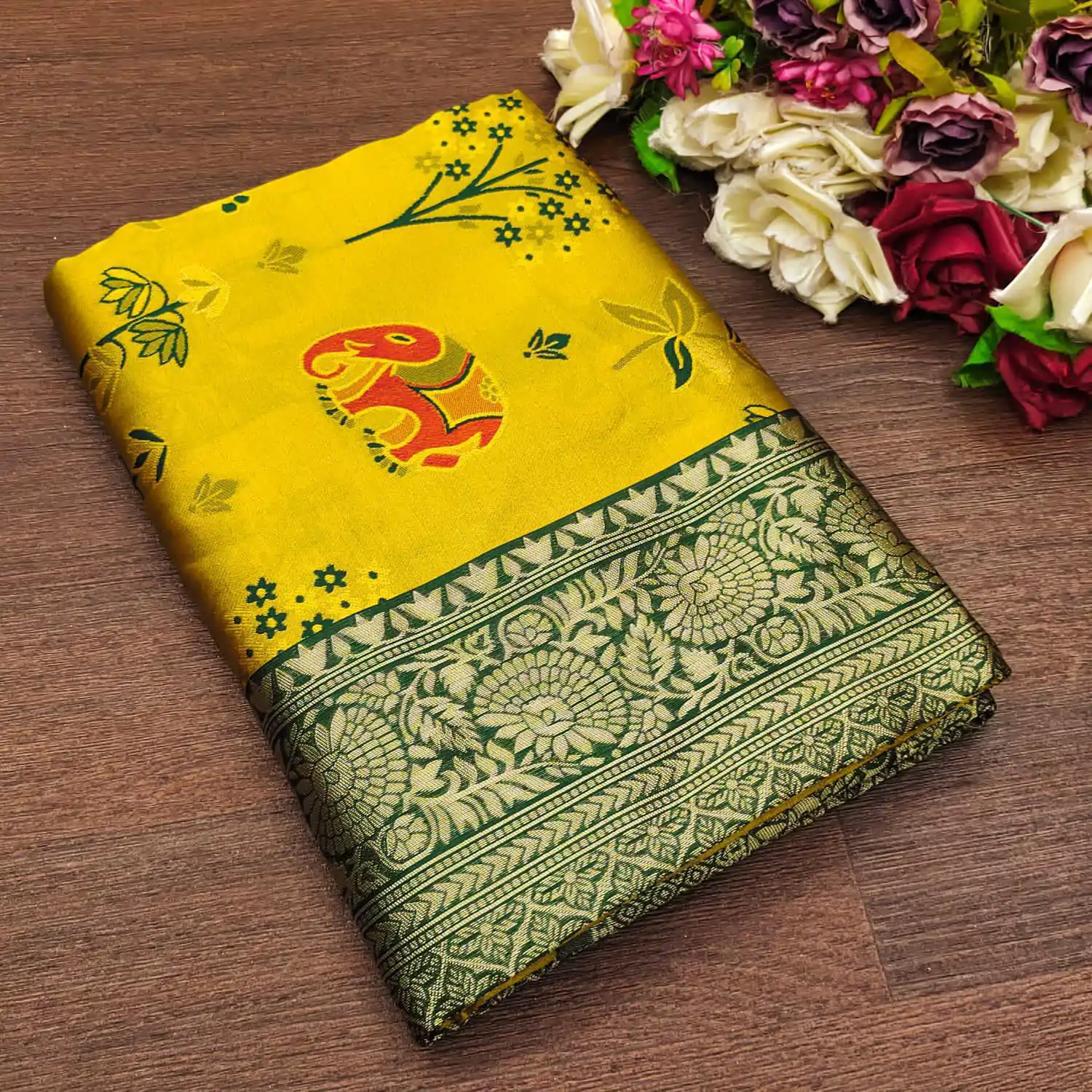 KP 6004 Yellow Soft Lichi Silk Jacquard Work With Designer Work Saree. Grab it for ₹1499. Delivery 4-6 Working Days. Shop now. | Sarees, Bollywood Sarees, Creative Sarees, Designer Sarees, Embroidered Sarees, Ethnic Saree, Modern Digital sarees, Party Wear Sarees