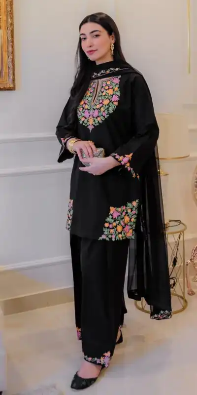 BE 402 Black in Crape Silk Embroidery Work Salwar Suit . Wedding, Party, Festive, Events, Grab it for ₹1999. Delivery 4-6 Working Days. Shop now. | Jump Suits, Salwar suit, Casual Suits, Creative suits, Designer Suits, Palazzo Suits, Party Wear Suits, Patiala Suits, Straight Suits