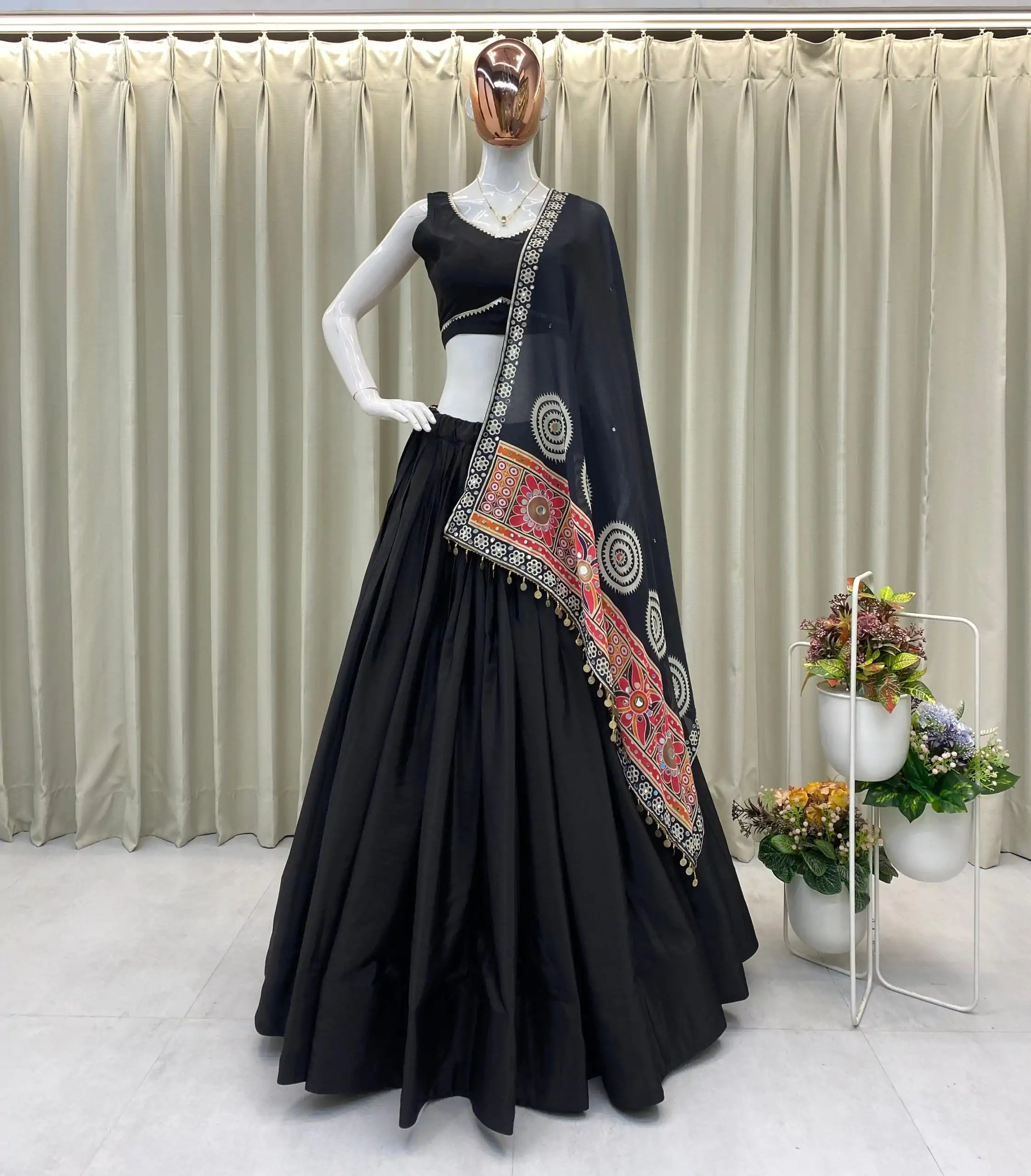 BE 393 Black Crape Silk Lehenga Choli Perfect for Wedding, Party, Engagement, Anniversary, Traditional Day Get it for ₹1999. Delivery 4-6 Working | Lehenga, Bollywood Lehenga, Creative Lehenga, Designer Lehenga, Embroidered Lehenga, Party Wear Lehenga