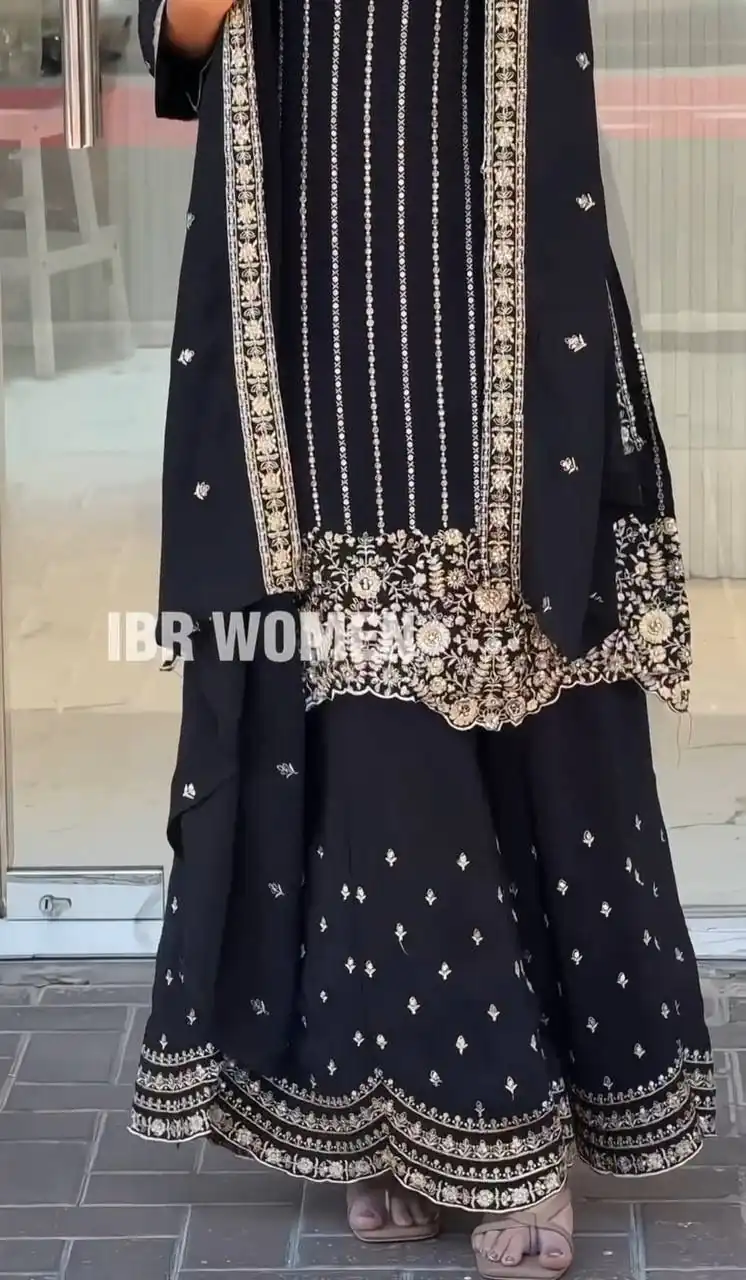 Black Fox Georgette Thread Work Salwar Suit - Image 3