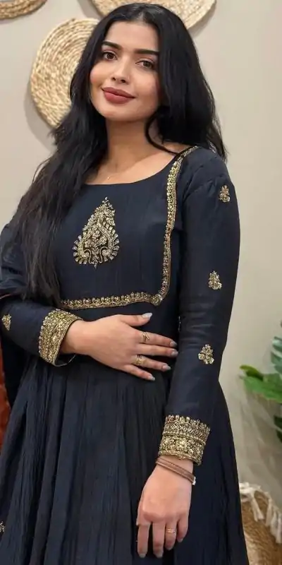 ZSR 3143 Black Heavy Fox Georgette With Embroidery Sequence Work Gown Perfect for Wedding, Party, Traditional Day, Diwali, Temple Visit At 1899 | Gowns, Bollywood Gowns, Creative Gowns, Designer Gowns, Embroidered Gowns, Party Wear Gowns