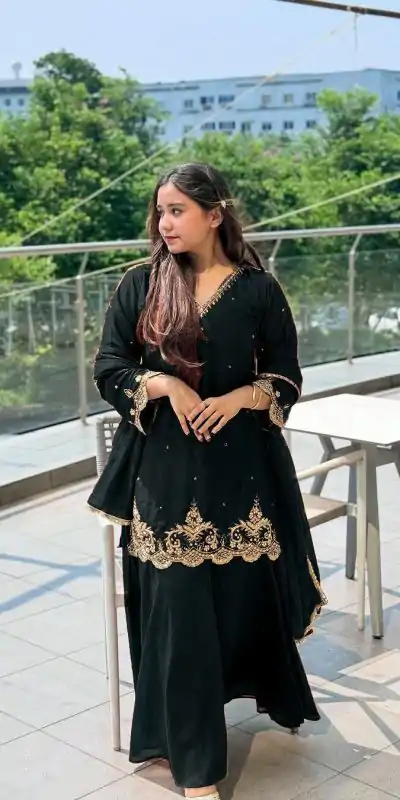 RTC 5852 Black Color Chinon Silk Thread Sequence Work Salwar Suit Casual, Wedding, Festive, Events . Expected Delivery  4-6 Working Days @2099/- only      | Jump Suits, Salwar suit, Casual Suits, Creative suits, Designer Suits, Palazzo Suits, Party Wear Suits, Patiala Suits, Straight Suits