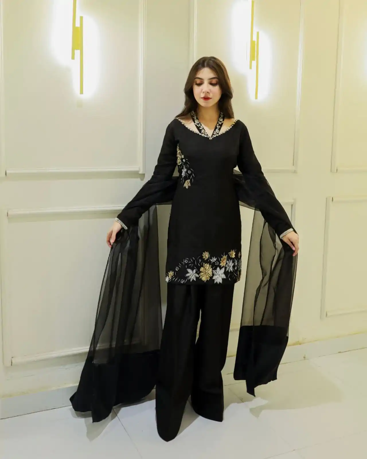 NSR 856 Black in Natural Crep Silk With Embroidery Sequence Work with Full Sleeve Lace Work & Lace Border Salwar Suit . Get it for ₹1799. Delivery 4-6 | Jump Suits, Tops & Bottoms, Track Suits, Salwar suit, Casual Suits, Creative suits, Designer Suits, Palazzo Suits, Party Wear Suits, Patiala Suits, Straight Suits, Trendy Wear