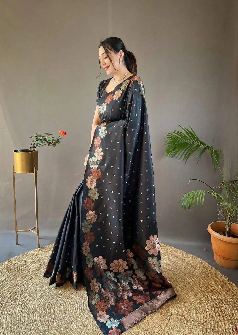 KP 6003 Black Soft Lichi Silk Cloth Lace Work & Lace Border Saree in Best Price ₹1399. Delivery 4-6 Working Days. Shop now. | Sarees, Bollywood Sarees, Creative Sarees, Designer Sarees, Embroidered Sarees, Ethnic Saree, Modern Digital sarees, Party Wear Sarees