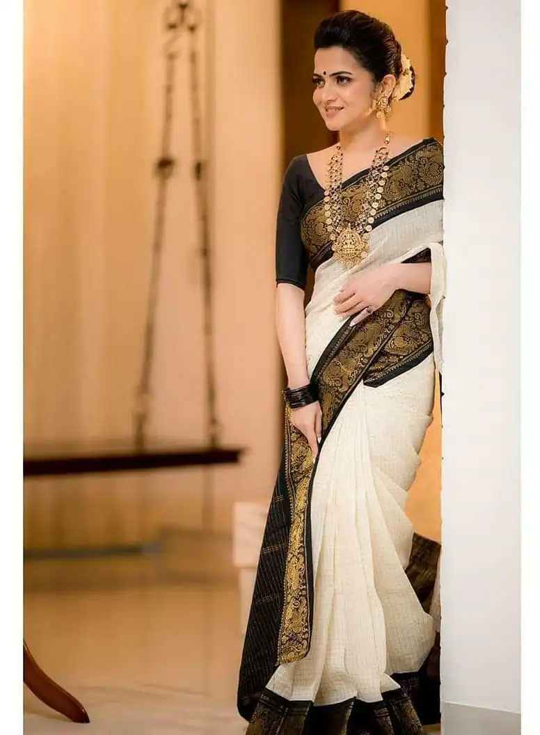 KP 3025 Black Soft Lichi Silk Saree Perfect for Wedding, Party, Baby Shower, Onam, Durga Puja . Available at ₹1449 only. Delivery 4-6 Working Days. | Sarees, Bollywood Sarees, Creative Sarees, Designer Sarees, Embroidered Sarees, Ethnic Saree, Modern Digital sarees, Party Wear Sarees