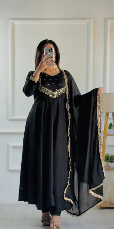 VLM 238 Black in Star Georgette. Lace Work Gown Wedding, Party, Festive, Events at ₹1999 only. Delivery 4-6 Working Days. Shop now. | Gowns, Bollywood Gowns, Creative Gowns, Designer Gowns, Embroidered Gowns, Party Wear Gowns
