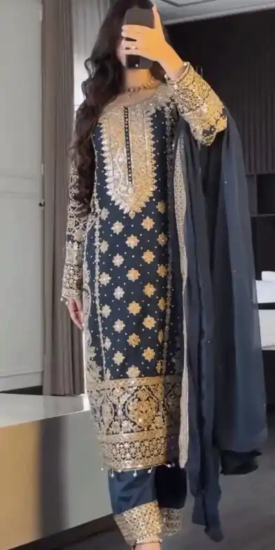 SR 1654 Maroon in Faux Georgette With Heavy Embroidery Sequence Work Wedding, Party, Festive, Events Special 4-6 Working Days At 2599/- Only | Jump Suits, Salwar suit, Casual Suits, Creative suits, Designer Suits, Palazzo Suits, Party Wear Suits, Patiala Suits, Straight Suits