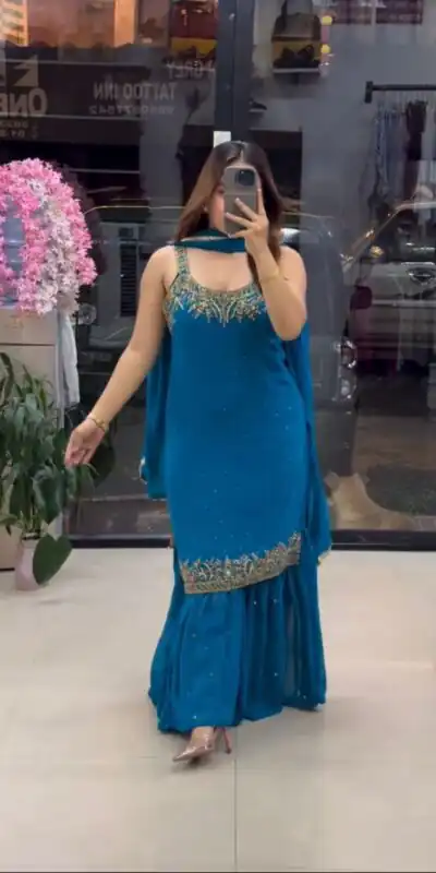 KD 1531 Blue Faux Georgette Lace Work Salwar Suit in . Wedding, Party, Festive, Events, Grab it for ₹2399. Delivery 4-6 Working Days. Shop now. | Jump Suits, Tops & Bottoms, Track Suits, Salwar suit, Casual Suits, Creative suits, Designer Suits, Palazzo Suits, Party Wear Suits, Patiala Suits, Straight Suits, Trendy Wear