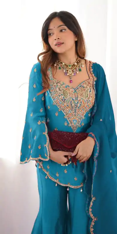 NSR 852 Blue Simar Silk With Embroidery Work with Full Sleeve Salwar Suit in . Now at just ₹2099. Delivery 4-6 Working Days. Shop n | Jump Suits, Salwar suit, Casual Suits, Creative suits, Designer Suits, Palazzo Suits, Party Wear Suits, Patiala Suits, Straight Suits