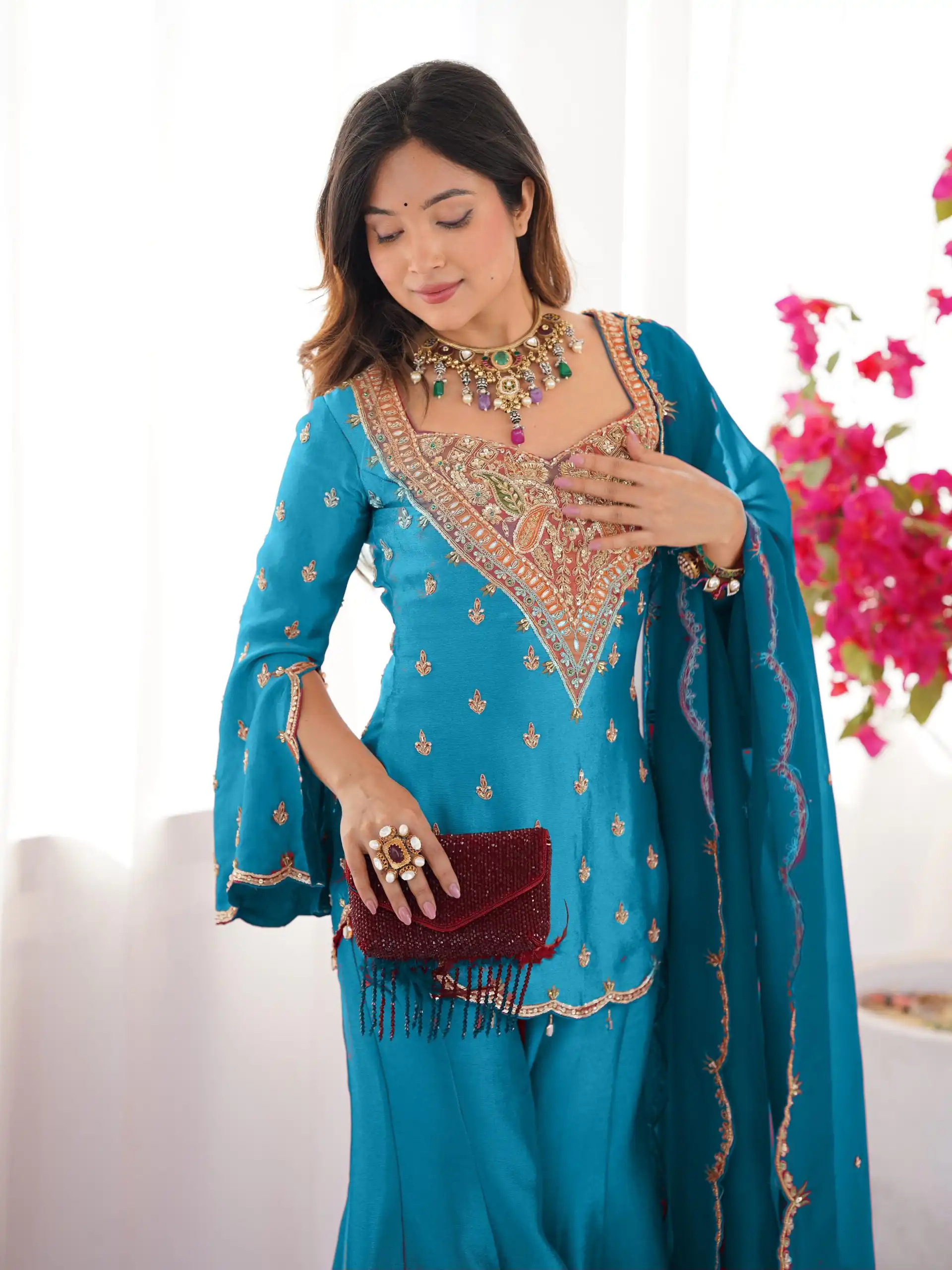 NSR 852 Blue Simar Silk With Embroidery Work with Full Sleeve Salwar Suit in . Now at just ₹2099. Delivery 4-6 Working Days. Shop n | Jump Suits, Salwar suit, Casual Suits, Creative suits, Designer Suits, Palazzo Suits, Party Wear Suits, Patiala Suits, Straight Suits