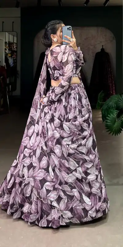 LNB 1027 Coffee Color Tabby Silk Lehenga Choli with Designer Work. Exclusive Offer ₹1999. Delivery 4-6 Working Days. Shop now. | Lehenga, Bollywood Lehenga, Creative Lehenga, Designer Lehenga, Embroidered Lehenga, Party Wear Lehenga