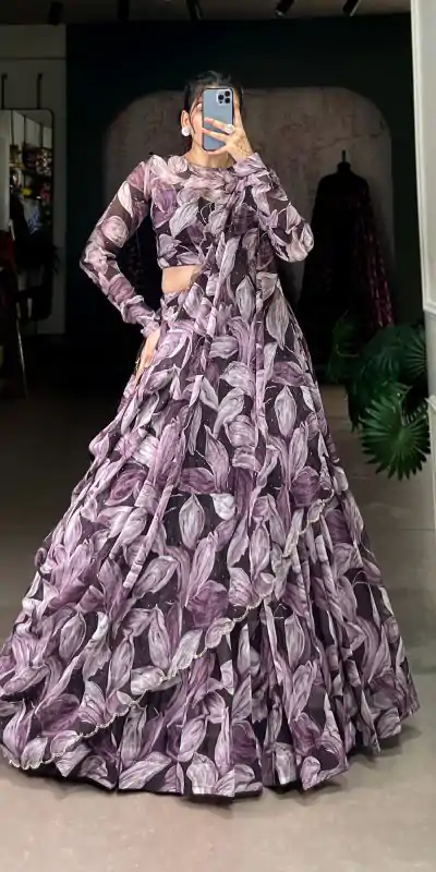 LNB 1027 Coffee Color Tabby Silk Lehenga Choli with Designer Work. Exclusive Offer ₹1999. Delivery 4-6 Working Days. Shop now. | Lehenga, Bollywood Lehenga, Creative Lehenga, Designer Lehenga, Embroidered Lehenga, Party Wear Lehenga