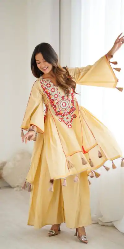 SRK 5286 Cream in Khadi Cotton Mirror Work & Embroidery Work Salwar Suit . Now at just ₹2099. Delivery 4-6 Working Days. Shop now. | Jump Suits, Salwar suit, Casual Suits, Creative suits, Designer Suits, Palazzo Suits, Party Wear Suits, Patiala Suits, Straight Suits